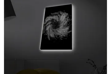 Lerret med LED-belysning - Dynamisk spiral av svarte og hvite penselstrøk - Svart / Hvit / Grå - Interiør - Maleri & posters - Lerretsbilder