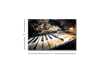 Lerret med LED-belysning - Svart piano med hvite tangenter i en nostalgisk komposisjon - Svart / Hvit / Brun - Interiør - Maleri & posters - Lerretsbilder