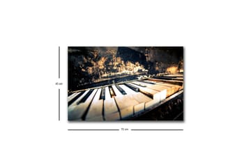 Lerret med LED-belysning - Svart piano med hvite tangenter i en nostalgisk komposisjon - Svart / Hvit / Brun - Interiør - Maleri & posters - Lerretsbilder