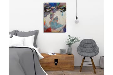 Lerretsbilde - Øyne med abstrakte fargetoner og drømmende bakgrunn - Grønn / Blå / Rosa - Interiør - Maleri & posters - Lerretsbilder