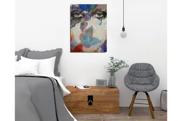 Lerretsbilde - Øyne med abstrakte fargetoner og drømmende bakgrunn - Grønn / Blå / Rosa - Interiør - Maleri & posters - Lerretsbilder