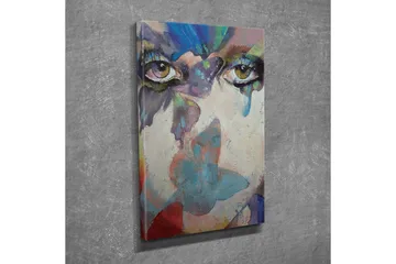 Lerretsbilde - Øyne med abstrakte fargetoner og drømmende bakgrunn - Grønn / Blå / Rosa - Interiør - Maleri & posters - Lerretsbilder