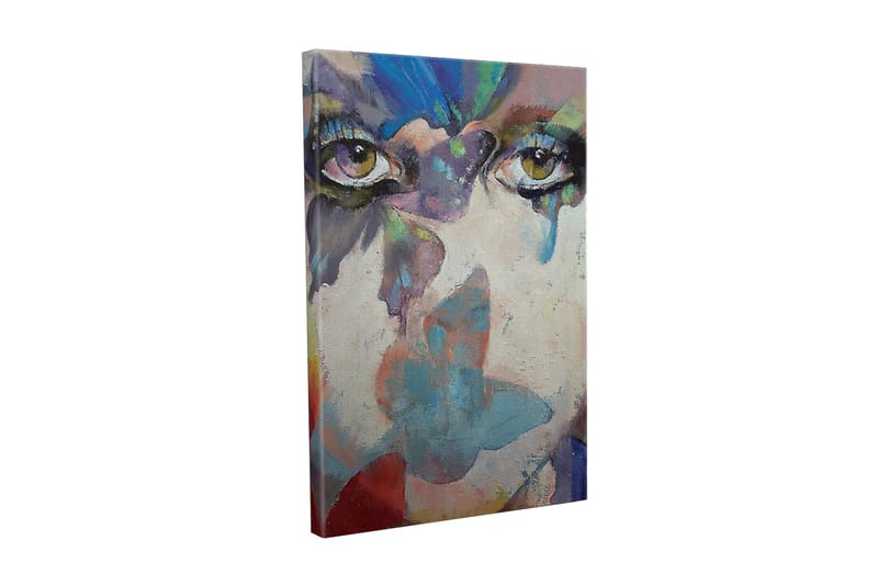 Lerretsbilde - Øyne med abstrakte fargetoner og drømmende bakgrunn, Grønn / Blå / Rosa