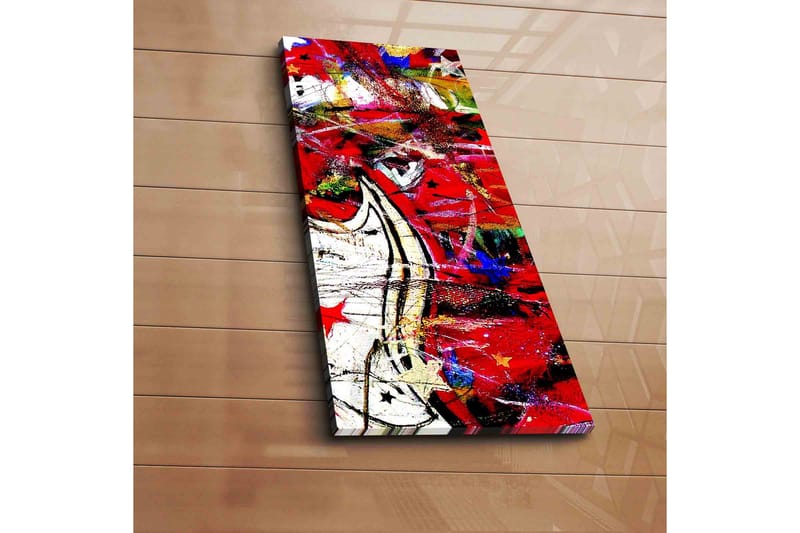 Lerretsbilde 30x70 cm - Dynamisk abstrakt komposisjon med elementer av røde og svarte former - Rød / Svart / Hvit - Interiør - Maleri & posters - Lerretsbilder