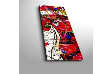 Lerretsbilde 30x70 cm - Dynamisk abstrakt komposisjon med elementer av røde og svarte former - Rød / Svart / Hvit - Interiør - Maleri & posters - Lerretsbilder