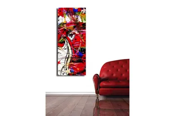 Lerretsbilde 30x70 cm - Dynamisk abstrakt komposisjon med elementer av røde og svarte former - Rød / Svart / Hvit - Interiør - Maleri & posters - Lerretsbilder