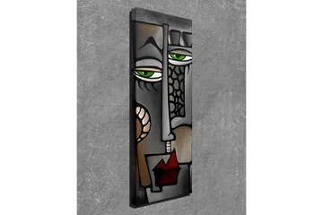 Lerretsbilde 30x80 cm - Abstrakt ansikt med grønne øyne - Grå / Svart / Rød - Interiør - Maleri & posters - Lerretsbilder