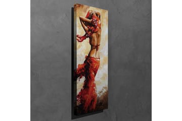 Lerretsbilde 30x80 cm - Dansende kvinne med rød kjole - Rød / Beige / Brun - Interiør - Maleri & posters - Lerretsbilder