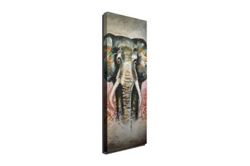 Lerretsbilde 30x80 cm - Elefant med fargerike detaljer i bakgrunnen - Grønn / Oransje / Rød - Interiør - Maleri & posters - Lerretsbilder