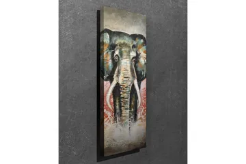 Lerretsbilde 30x80 cm - Elefant med fargerike detaljer i bakgrunnen - Grønn / Oransje / Rød - Interiør - Maleri & posters - Lerretsbilder