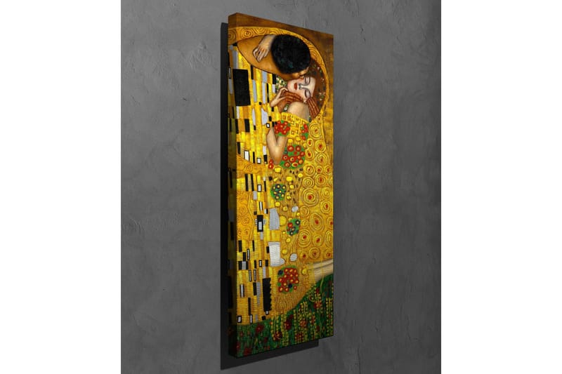 Lerretsbilde 30x80 cm - Følelsesmessig omfavnelse mellom to elskere - Gull / Grønn / Rød - Interiør - Maleri & posters - Lerretsbilder