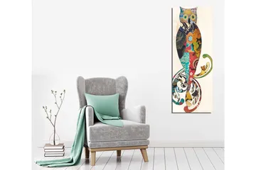 Lerretsbilde 30x80 cm - Fargerik ugle med dekorative mønstre - Turkis / Rød / Gul - Interiør - Maleri & posters - Lerretsbilder