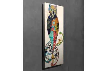 Lerretsbilde 30x80 cm - Fargerik ugle med dekorative mønstre - Turkis / Rød / Gul - Interiør - Maleri & posters - Lerretsbilder