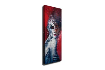 Lerretsbilde 30x80 cm - Fragmentert ansiktsportrett med en surrealistisk følelse - Rød / Blå / Hvit - Interiør - Maleri & posters - Lerretsbilder