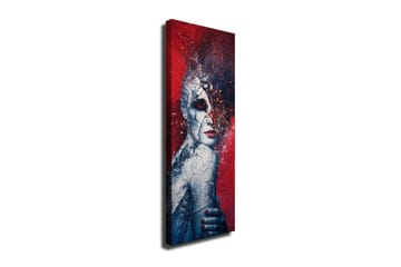 Lerretsbilde 30x80 cm - Fragmentert ansiktsportrett med en surrealistisk følelse - Rød / Blå / Hvit - Interiør - Maleri & posters - Lerretsbilder