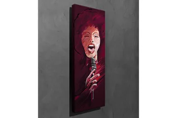 Lerretsbilde 30x80 cm - Kraftig sanger med mikrofon - Mørkerød / Hudtone / Svart - Interiør - Maleri & posters - Lerretsbilder
