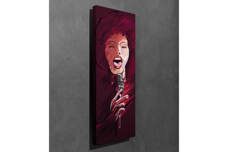 Lerretsbilde 30x80 cm - Kraftig sanger med mikrofon - Mørkerød / Hudtone / Svart - Interiør - Maleri & posters - Lerretsbilder
