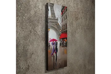 Lerretsbilde 30x80 cm - Paris-biler under regnet med fargerike paraplyer - Rød / Lilla / Grå - Interiør - Maleri & posters - Lerretsbilder