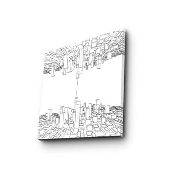 Lerretsbilde 45x45 cm - Abstrakt bybilde med geometriske former - Svart / Hvit - Interiør - Maleri & posters - Lerretsbilder