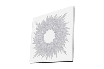 Lerretsbilde 45x45 cm - Abstrakt komposisjon av bladformede mønstre i en sirkulær formasjon - Hvit / Grå - Interiør - Maleri & posters - Lerretsbilder
