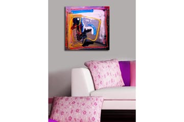 Lerretsbilde 45x45 cm - Abstrakt komposisjon med fargerike linjer og former - Blå / Gul / Rød - Interiør - Maleri & posters - Lerretsbilder