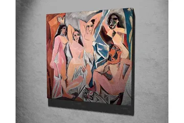 Lerretsbilde 45x45 cm - Abstrakt komposisjon med flere figurer i samspill - Rosa / Blå / Oransje - Interiør - Maleri & posters - Lerretsbilder