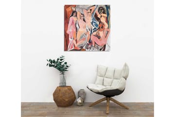 Lerretsbilde 45x45 cm - Abstrakt komposisjon med flere figurer i samspill - Rosa / Blå / Oransje - Interiør - Maleri & posters - Lerretsbilder