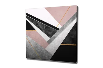 Lerretsbilde 45x45 cm - Abstrakt komposisjon med geometriske former i kontrastfarger - Rosa / Svart / Grå - Interiør - Maleri & posters - Lerretsbilder