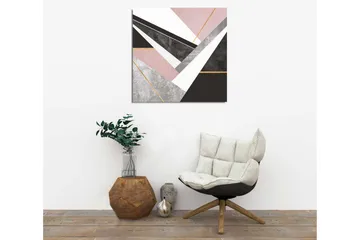Lerretsbilde 45x45 cm - Abstrakt komposisjon med geometriske former i kontrastfarger - Rosa / Svart / Grå - Interiør - Maleri & posters - Lerretsbilder