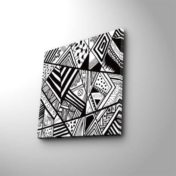 Lerretsbilde 45x45 cm - Abstrakt komposisjon med geometriske mønstre i svart-hvitt - Svart / Hvit - Interiør - Maleri & posters - Lerretsbilder