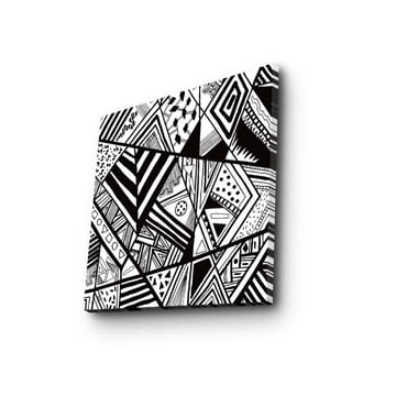 Lerretsbilde 45x45 cm - Abstrakt komposisjon med geometriske mønstre i svart-hvitt - Svart / Hvit - Interiør - Maleri & posters - Lerretsbilder