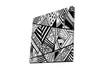 Lerretsbilde 45x45 cm - Abstrakt komposisjon med geometriske mønstre i svart-hvitt - Svart / Hvit - Interiør - Maleri & posters - Lerretsbilder