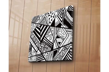 Lerretsbilde 45x45 cm - Abstrakt komposisjon med geometriske mønstre i svart-hvitt - Svart / Hvit - Interiør - Maleri & posters - Lerretsbilder