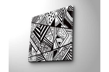 Lerretsbilde 45x45 cm - Abstrakt komposisjon med geometriske mønstre i svart-hvitt - Svart / Hvit - Interiør - Maleri & posters - Lerretsbilder