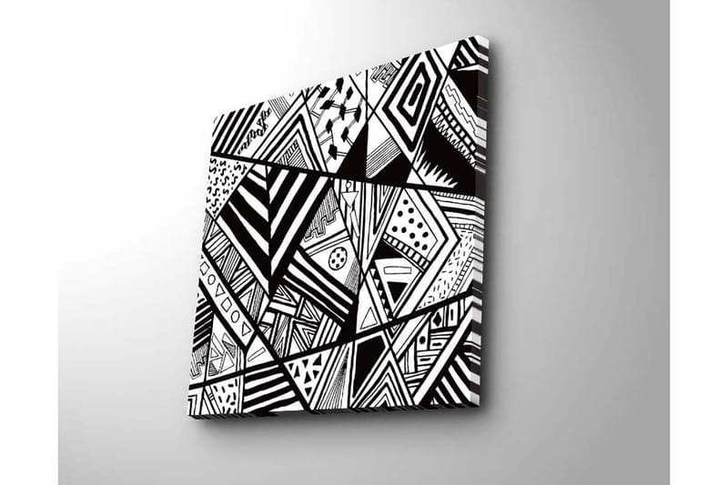 Lerretsbilde 45x45 cm - Abstrakt komposisjon med geometriske mønstre i svart-hvitt - Svart / Hvit - Interiør - Maleri & posters - Lerretsbilder