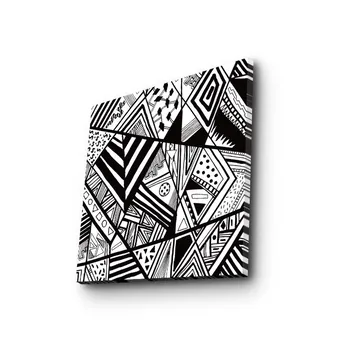 Lerretsbilde 45x45 cm - Abstrakt komposisjon med geometriske mønstre i svart-hvitt - Svart / Hvit - Interiør - Maleri & posters - Lerretsbilder