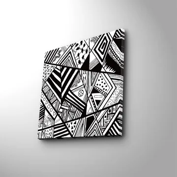 Lerretsbilde 45x45 cm - Abstrakt komposisjon med geometriske mønstre i svart-hvitt - Svart / Hvit - Interiør - Maleri & posters - Lerretsbilder