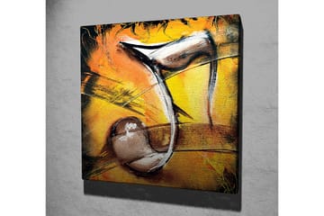 Lerretsbilde 45x45 cm - Abstrakt komposisjon med musikalske elementer - Gull / Svart / Brun - Interiør - Maleri & posters - Lerretsbilder