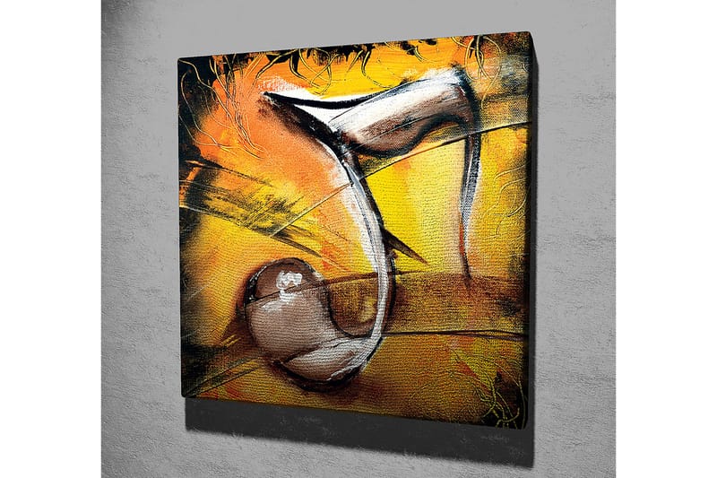 Lerretsbilde 45x45 cm - Abstrakt komposisjon med musikalske elementer - Gull / Svart / Brun - Interiør - Maleri & posters - Lerretsbilder