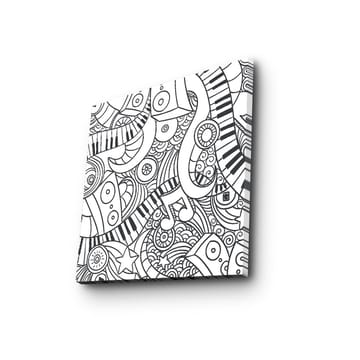 Lerretsbilde 45x45 cm - Abstrakt komposisjon med musikalske elementer og mønstre - Svart / Hvit - Interiør - Maleri & posters - Lerretsbilder