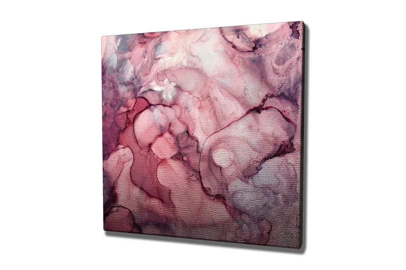 Lerretsbilde 45x45 cm - Abstrakt komposisjon med myke, flytende former i rosa nyanser - Mørk rosa / Lys rosa / Burgunder - Interiør - Maleri & posters - Lerretsbilder