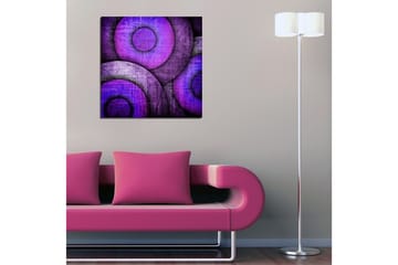 Lerretsbilde 45x45 cm - Abstrakt komposisjon med sirkulære former i lilla nyanser - Lilla / Mørk lilla / Grå - Interiør - Maleri & posters - Lerretsbilder