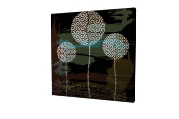 Lerretsbilde 45x45 cm - Abstrakt komposisjon med stiliserte tretopper - Grønn / Svart / Hvit - Interiør - Maleri & posters - Lerretsbilder