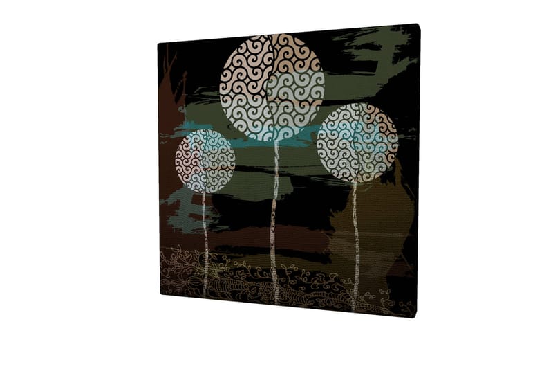 Lerretsbilde 45x45 cm - Abstrakt komposisjon med stiliserte tretopper - Grønn / Svart / Hvit - Interiør - Maleri & posters - Lerretsbilder