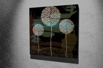 Lerretsbilde 45x45 cm - Abstrakt komposisjon med stiliserte tretopper - Grønn / Svart / Hvit - Interiør - Maleri & posters - Lerretsbilder