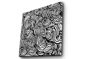 Lerretsbilde 45x45 cm - Abstrakt komposisjon med svarte og hvite spiraler - Svart / Hvit - Interiør - Maleri & posters - Lerretsbilder