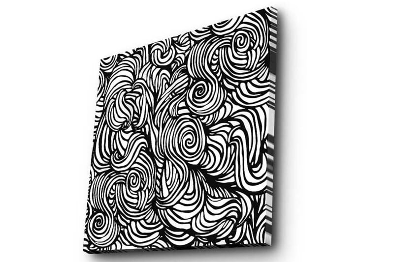 Lerretsbilde 45x45 cm - Abstrakt komposisjon med svarte og hvite spiraler - Svart / Hvit - Interiør - Maleri & posters - Lerretsbilder