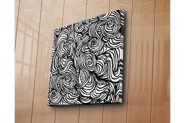 Lerretsbilde 45x45 cm - Abstrakt komposisjon med svarte spiraler og linjer på hvit bakgrunn - Svart / Hvit - Interiør - Maleri & posters - Lerretsbilder