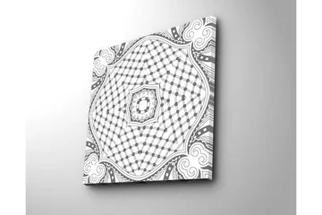 Lerretsbilde 45x45 cm - Abstrakt mønster med geometriske former og linjer - Svart / Hvit - Interiør - Maleri & posters - Lerretsbilder