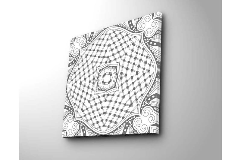 Lerretsbilde 45x45 cm - Abstrakt mønster med geometriske former og linjer - Svart / Hvit - Interiør - Maleri & posters - Lerretsbilder